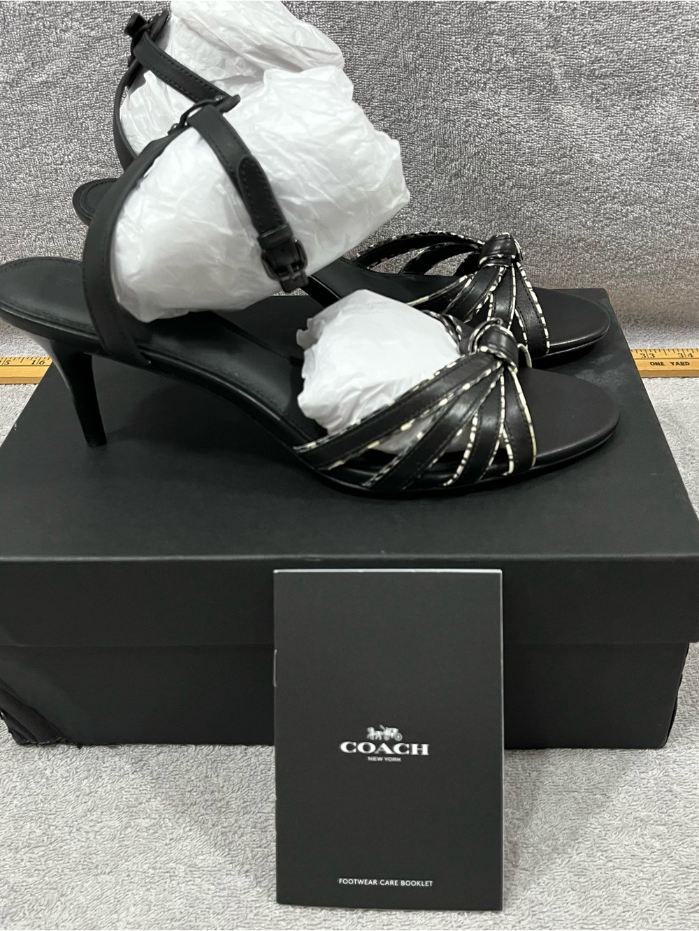 Coach Meg Ankle strap size 10 Sandals Calf/ snake  Black/BLK-Wht  A01651 NIB